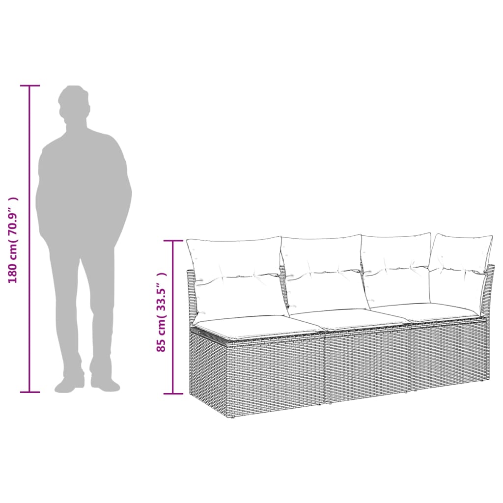 Canapé De Jardin Avec Coussins 3 Places Beige Résine Tressée