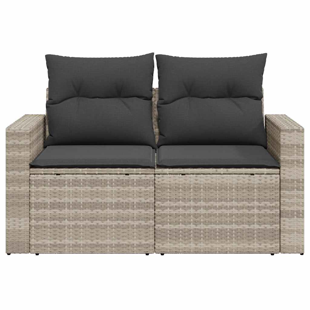 Canapé De Jardin 2 Places Et Coussins Gris Clair Résine Tressée