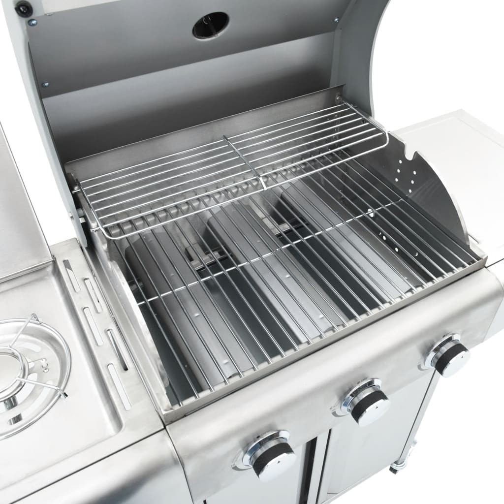 Barbecue Gril À Gaz Avec Argenté Acier Inoxydable