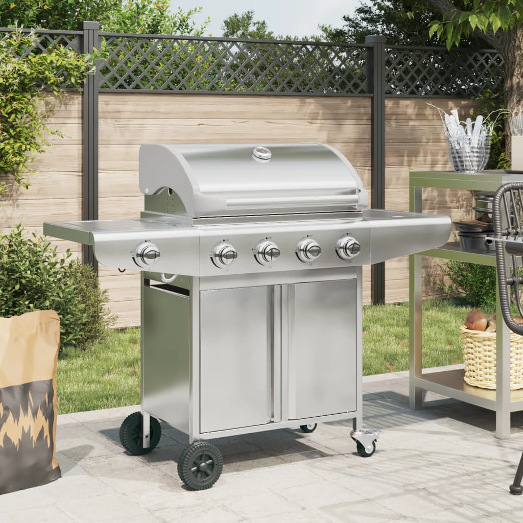 Barbecue Gril À Gaz Avec Argenté Acier Inoxydable