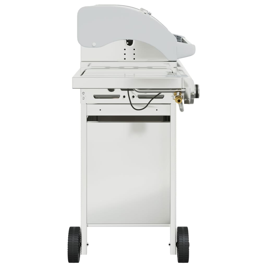 Barbecue À Gaz Avec 7 Brûleurs Argent Acier Inoxydable Chêne Marron