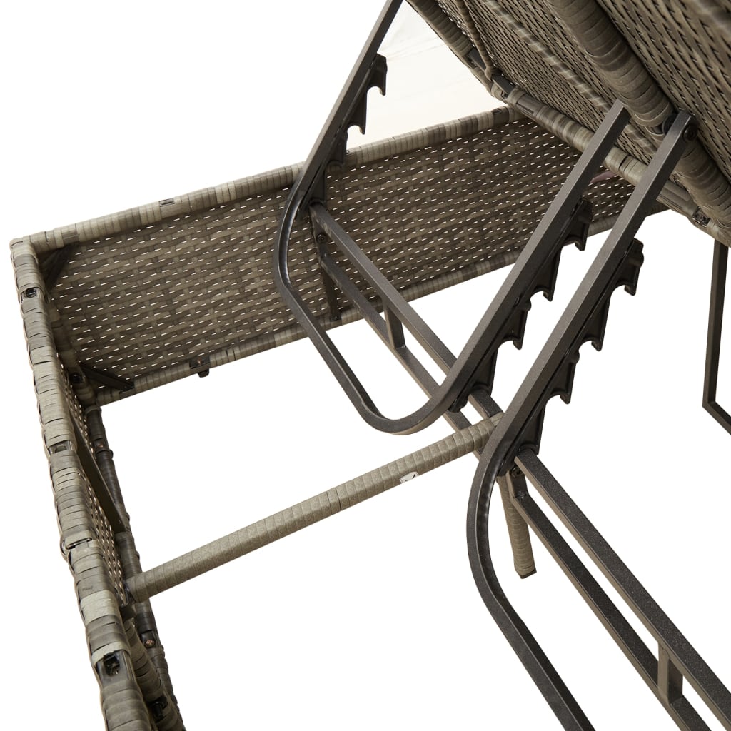 Chaise Longue Double Avec Toit Et Rideaux Résine Tressée