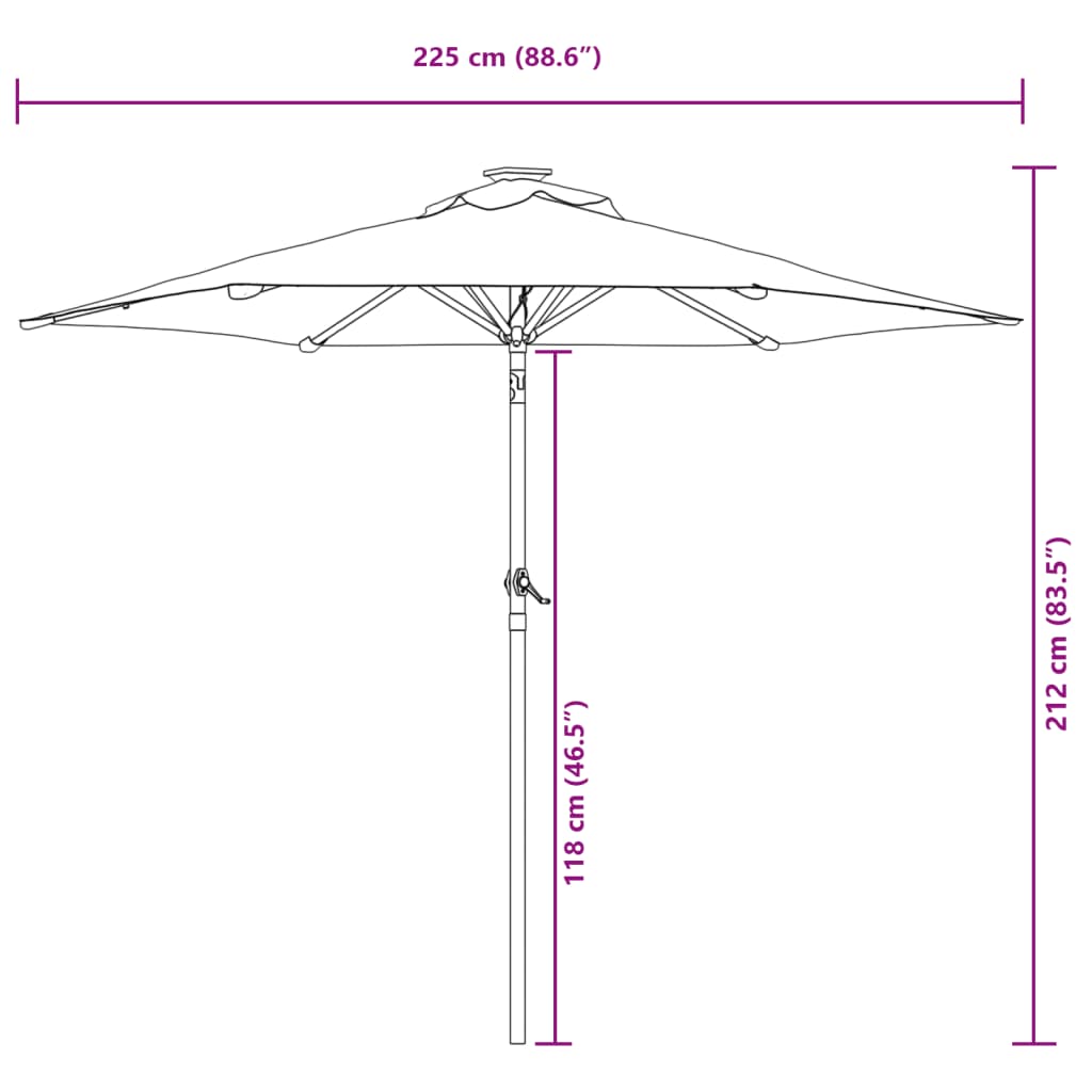 Parasol De Jardin Avec Mât En Acier 225X225X212 Cm