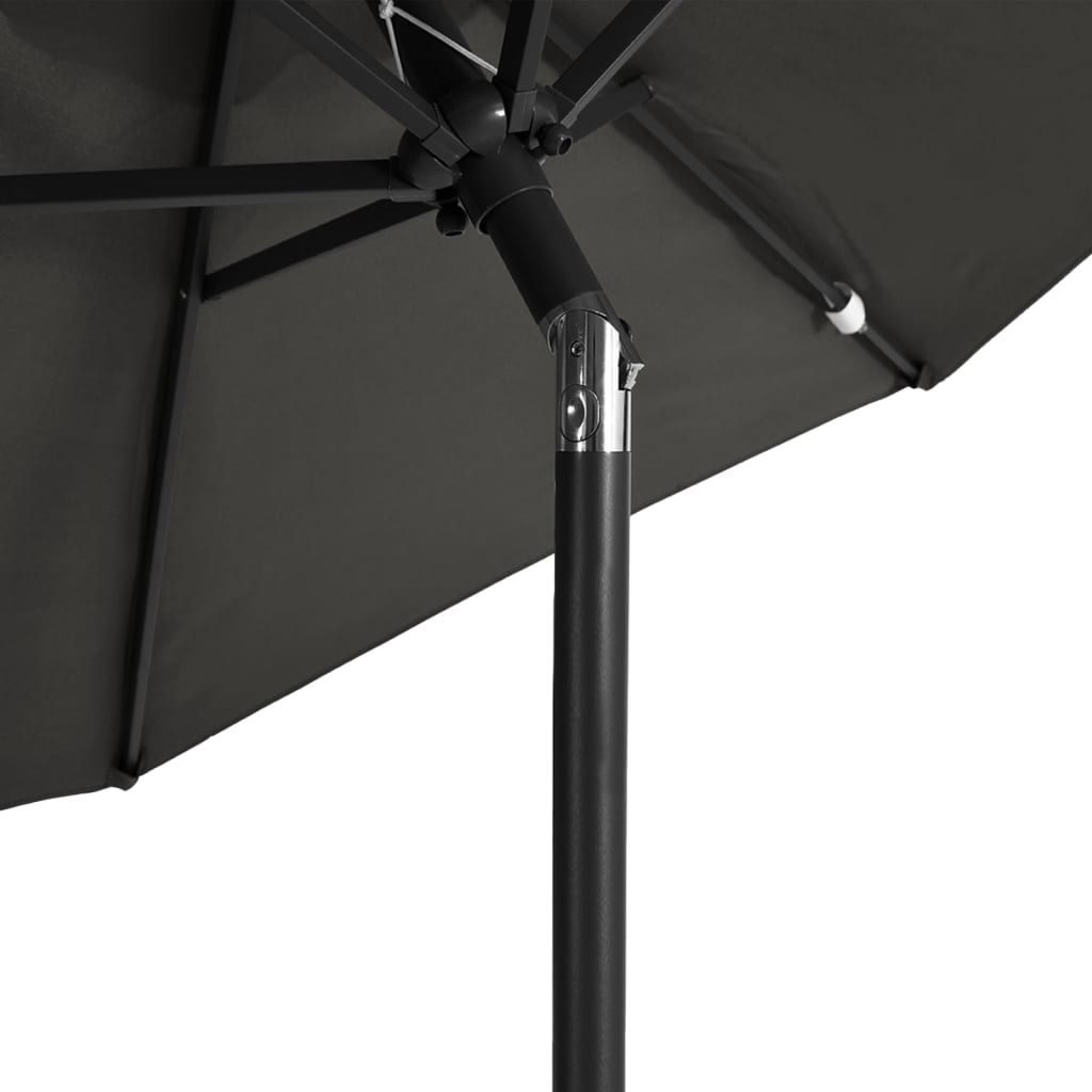 Parasol De Jardin Avec Mât En Acier Anthracite 225X225X212 Cm Anthracite Et Blanc