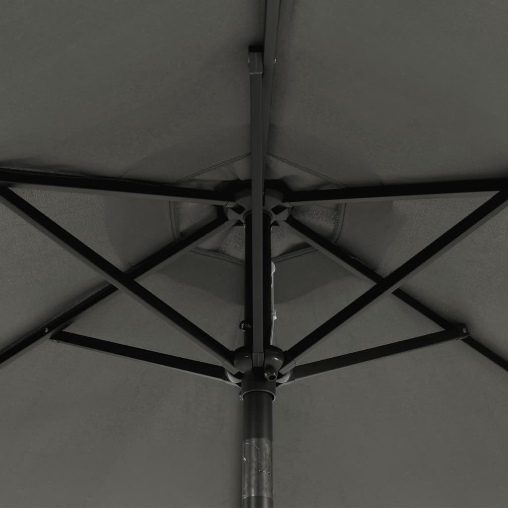 Parasol De Jardin Avec Mât En Acier Anthracite 225X225X212 Cm Anthracite Et Blanc