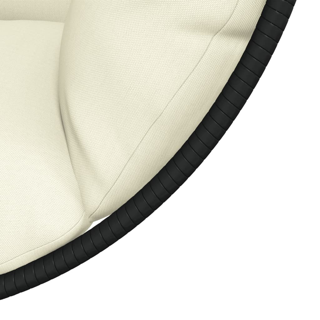 Chaise Suspendue En Forme D'œuf Et Support Beige Rotin Et Acier