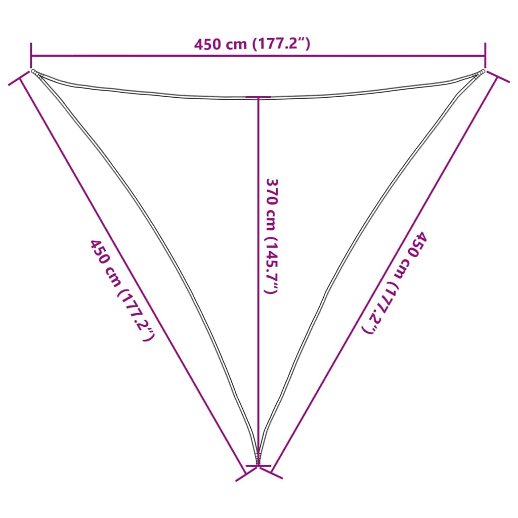 Voile D'ombrage 160 G/M² Triangulaire 4,5X4,5X4,5 M Pehd Gris Clair