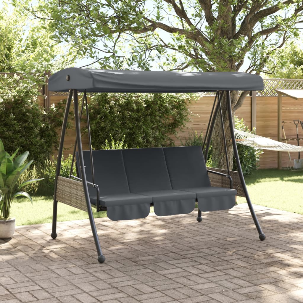 Balancelle De Jardin Avec Auvent Réglable Gris Foncé Acier