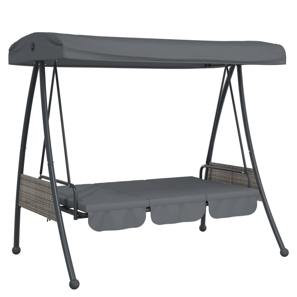 Balancelle De Jardin Avec Auvent Réglable Gris Foncé Acier