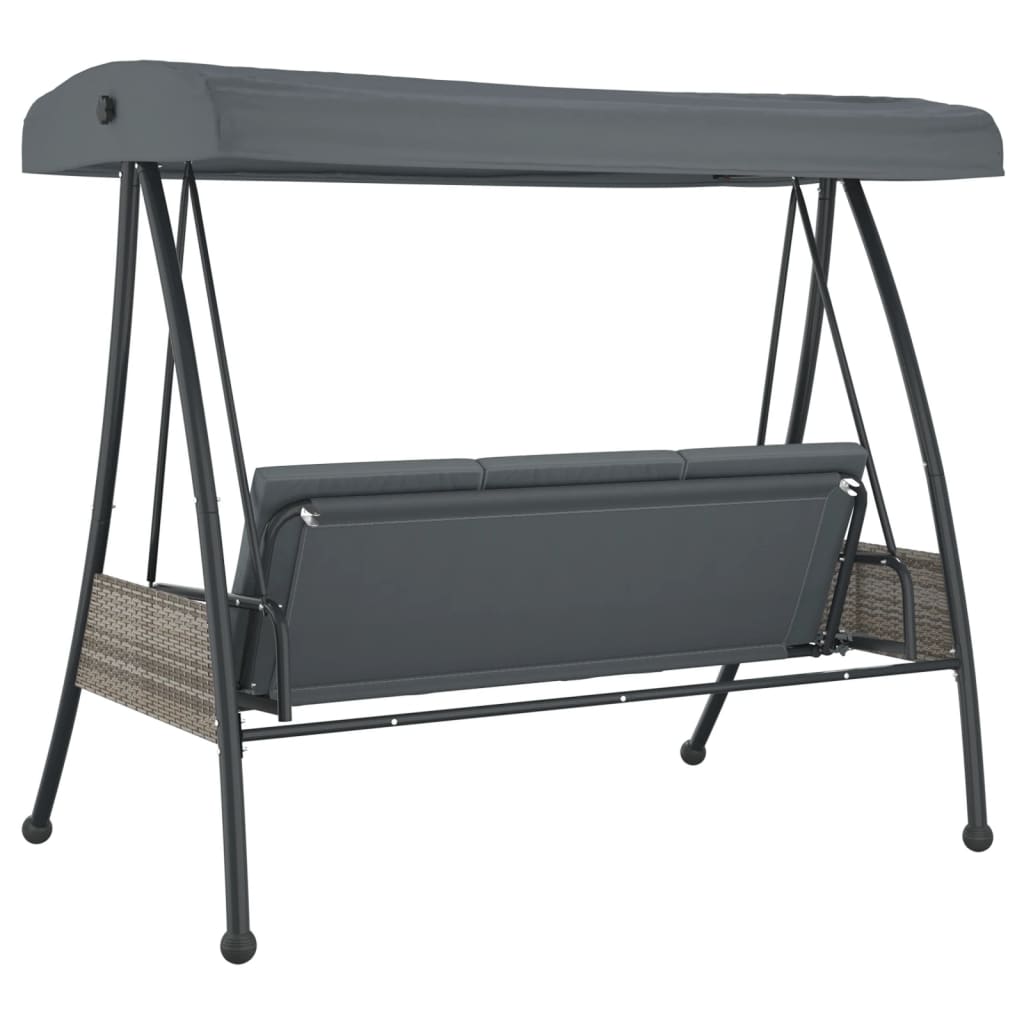 Balancelle De Jardin Avec Auvent Réglable Gris Foncé Acier