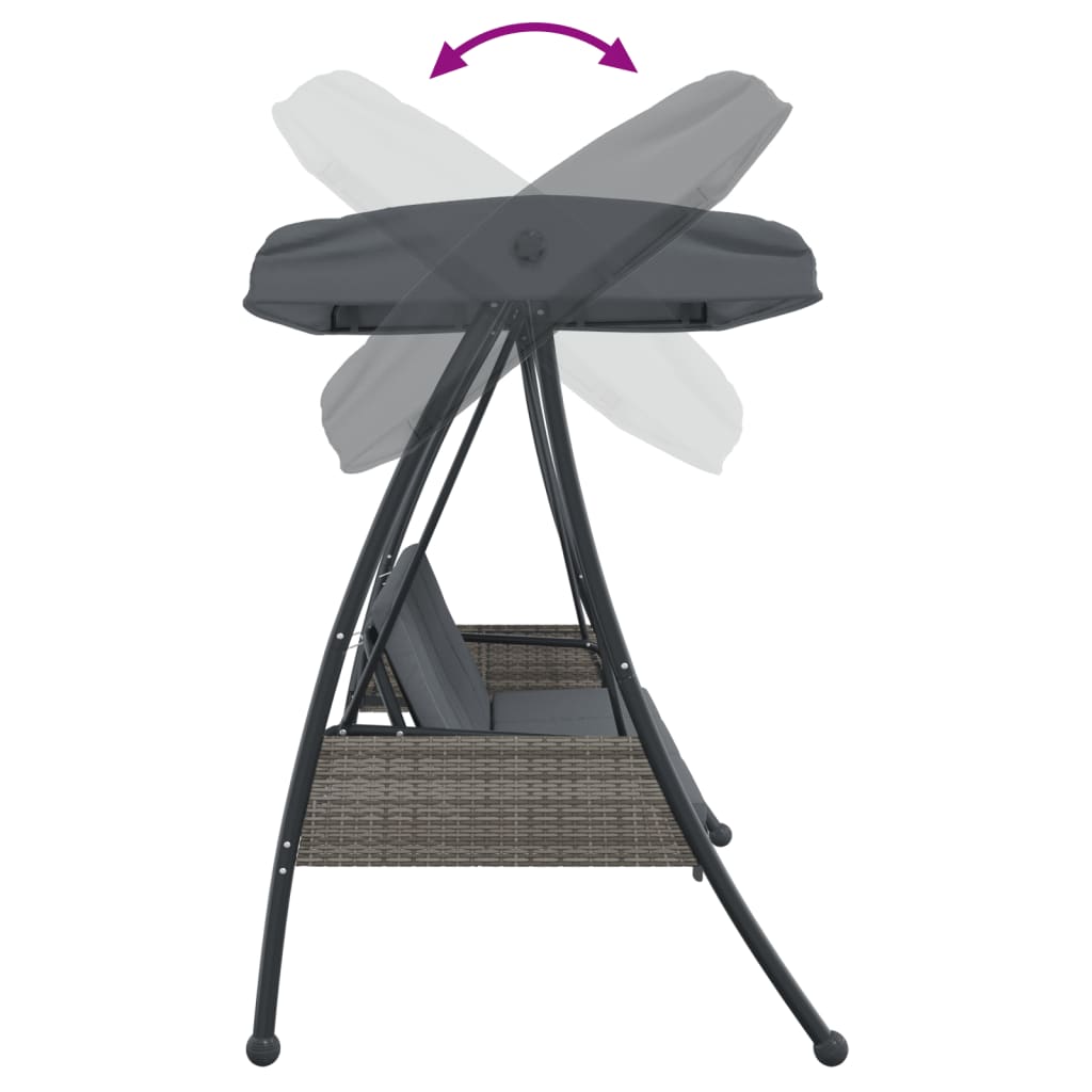 Balancelle De Jardin Avec Auvent Réglable Gris Foncé Acier