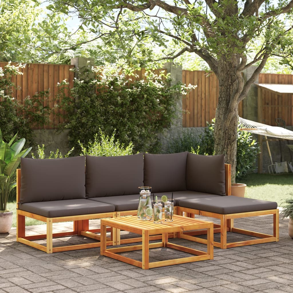 Canapé De Jardin Sans Accoudoirs Coussins Bois Massif D'acacia Gris