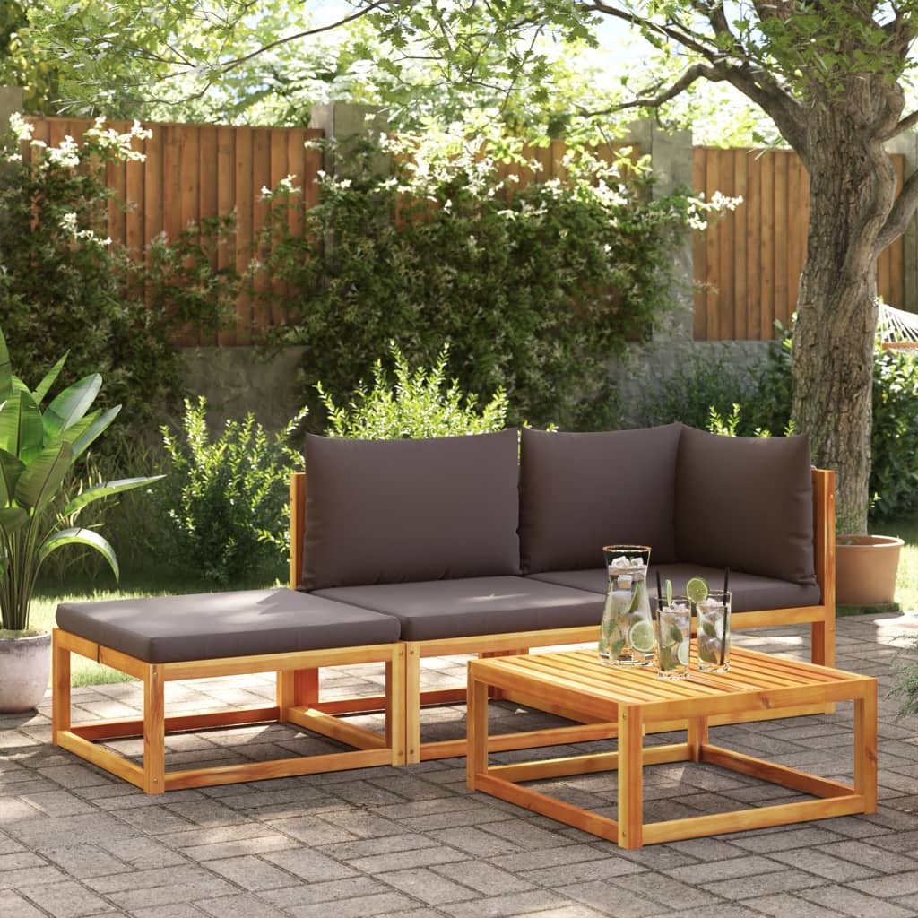 Canapé De Jardin Avec Coussins 2 Places Bois Massif D'acacia Marron Cire