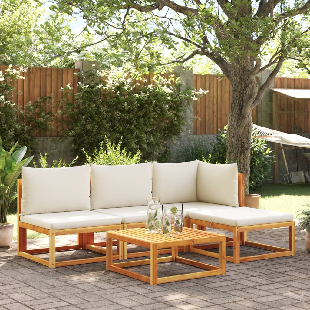 Canapé De Jardin Sans Accoudoirs Coussins Bois Massif D'acacia