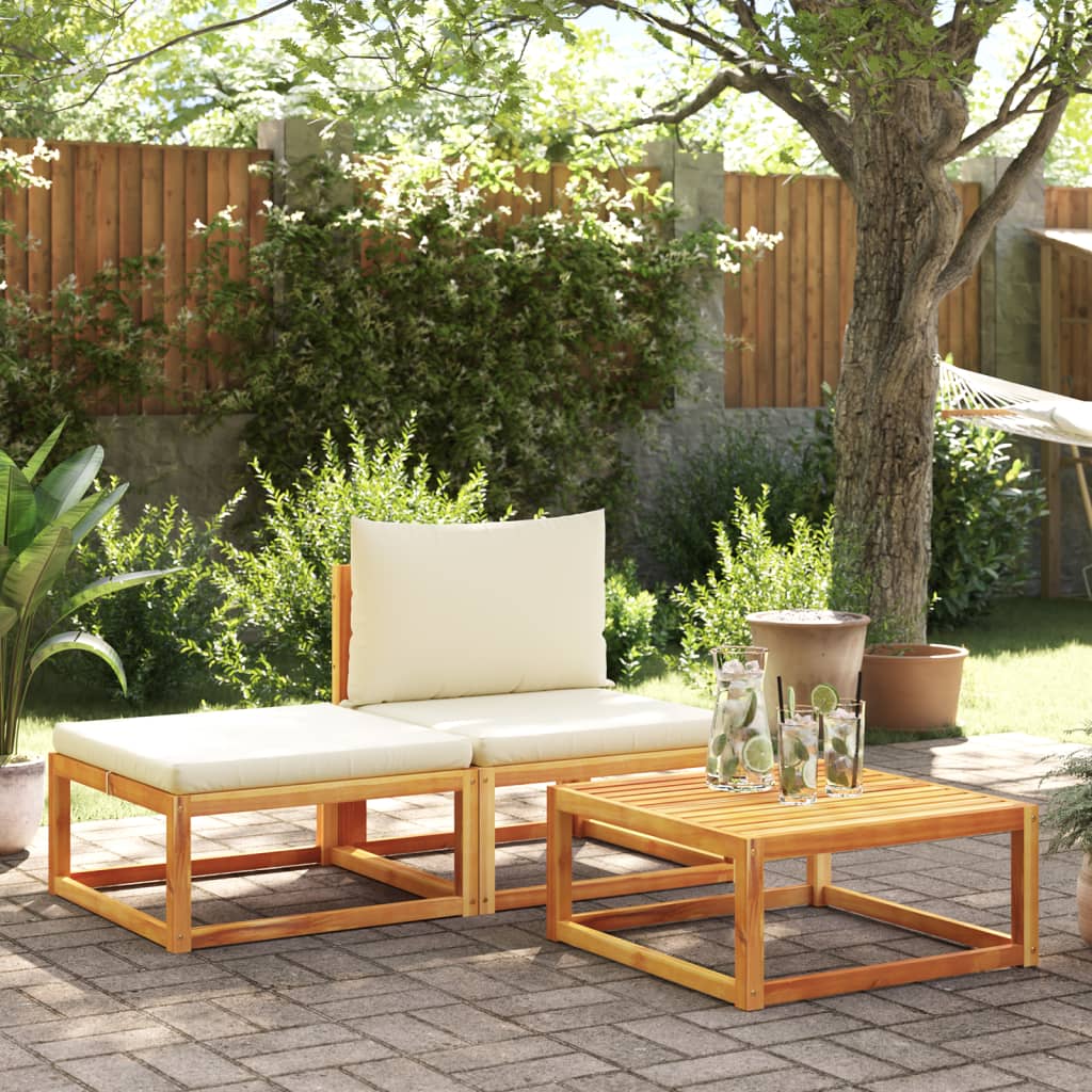 Canapé De Jardin Sans Accoudoirs Coussins Bois Massif D'acacia