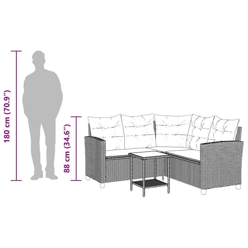 Canapé De Jardin Avec Table Et Coussins En Forme De L Gris Gris Foncé