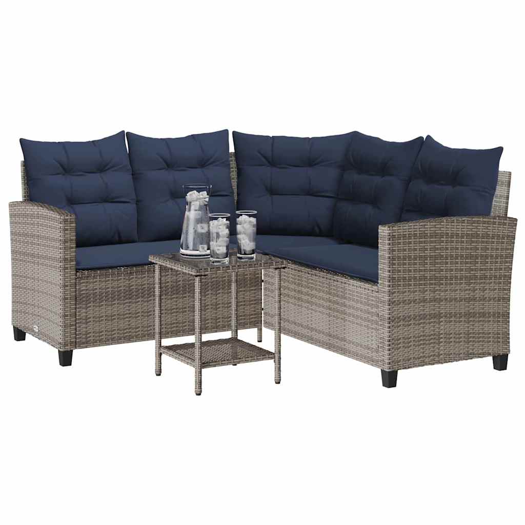 Canapé De Jardin Avec Table Et Coussins En Forme De L Gris Gris Foncé
