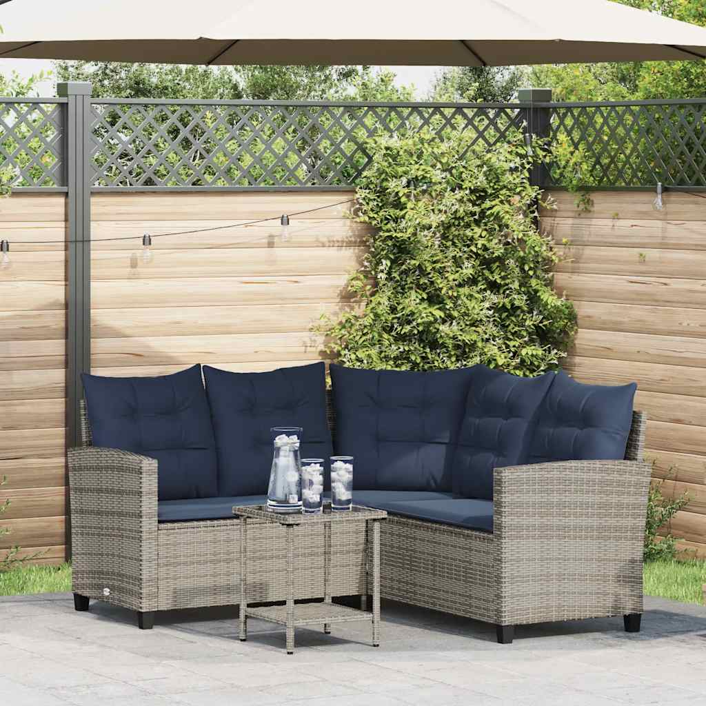 Canapé De Jardin Avec Table Et Coussins En Forme De L Gris Gris Foncé