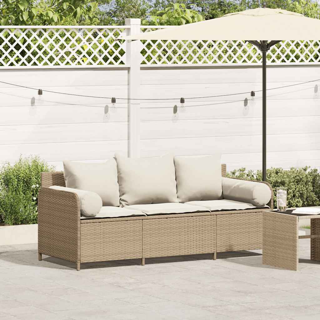 Canapé De Jardin Avec Coussins 3 Places Résine Tressée