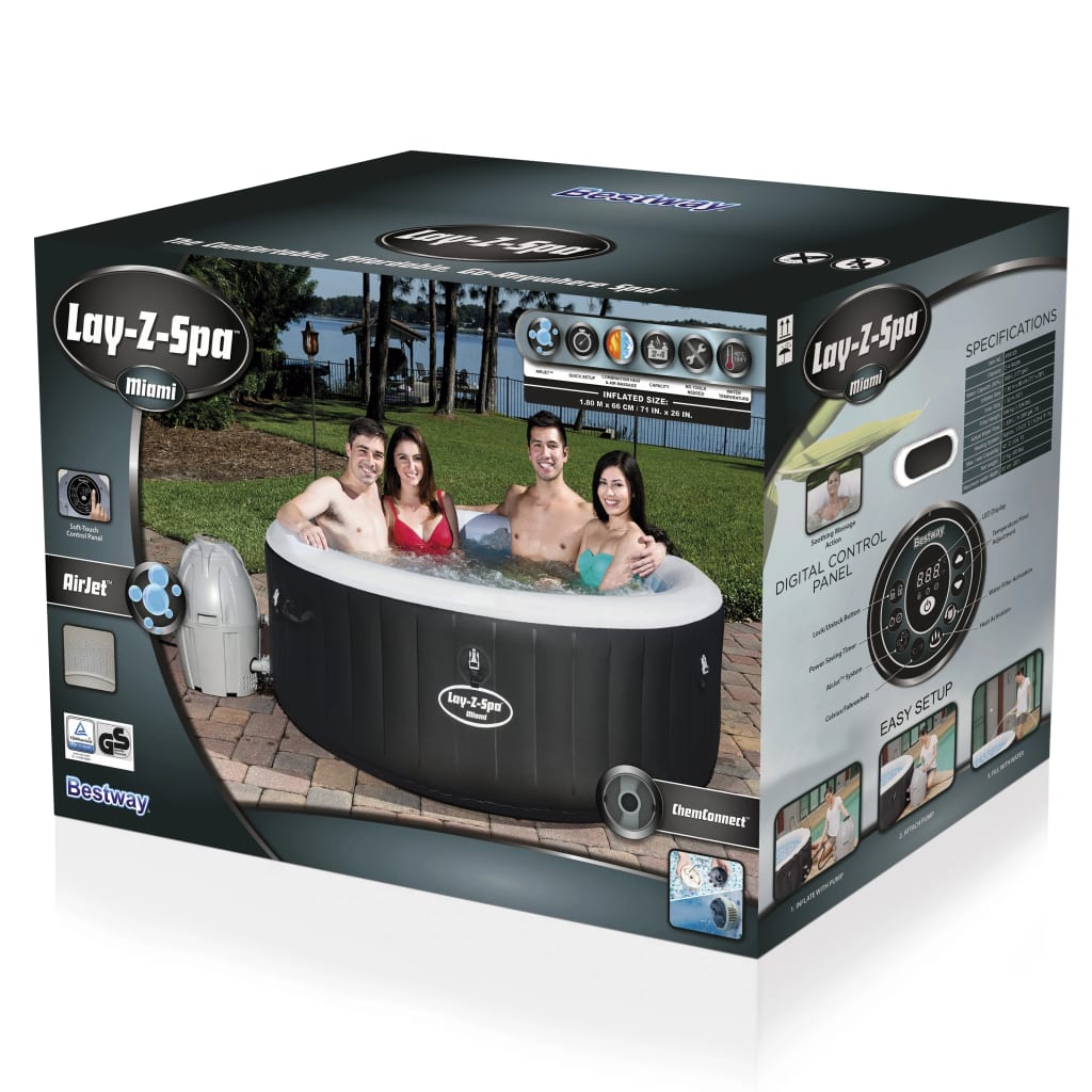 Bestway Lay-Z-Spa Cuve Thermale Gonflable Miami Air Jet