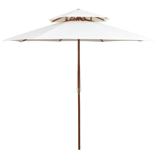 Parasol À Deux Étages Avec Poteau En Bois Blanc