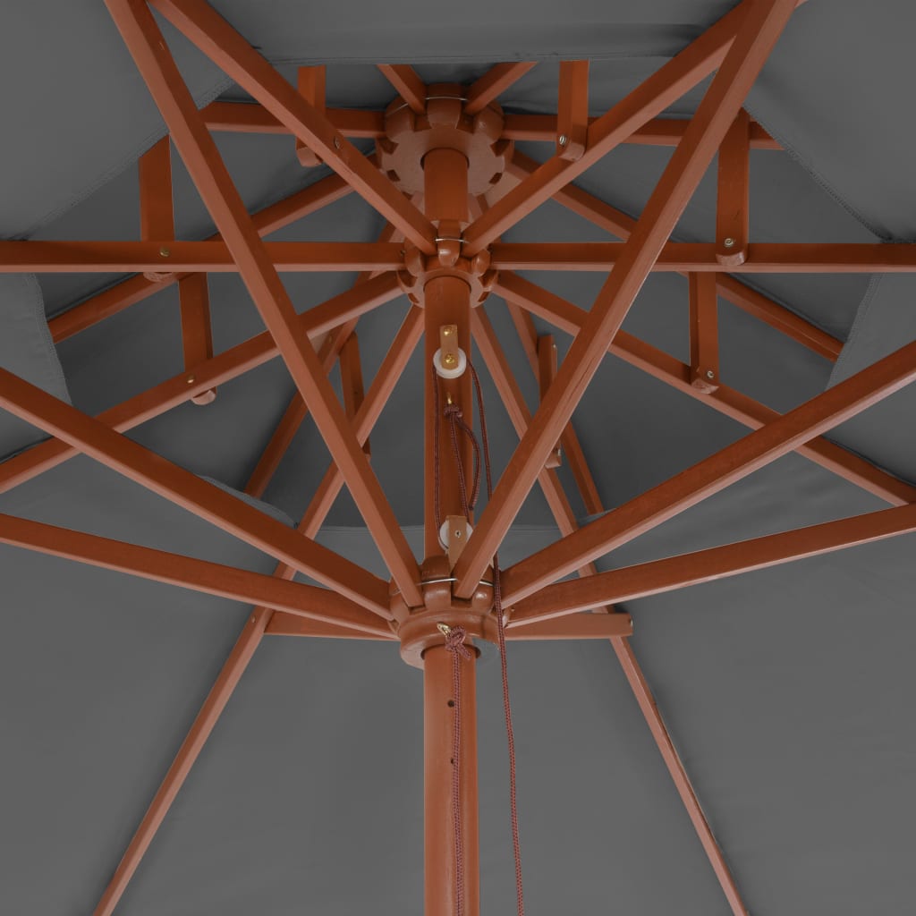 Parasol À Deux Étages Avec Mât En Bois 270 Cm