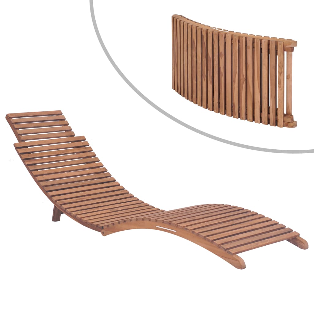 Chaise Longue Pliable Avec Table Bois De Teck Solide