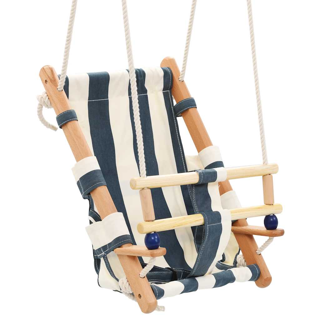 Balançoire Pour Bébé Avec Ceinture De Sécurité Coton Bois Bleu