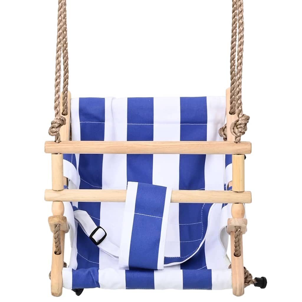 Balançoire Pour Bébé Avec Ceinture De Sécurité Coton Bois Bleu