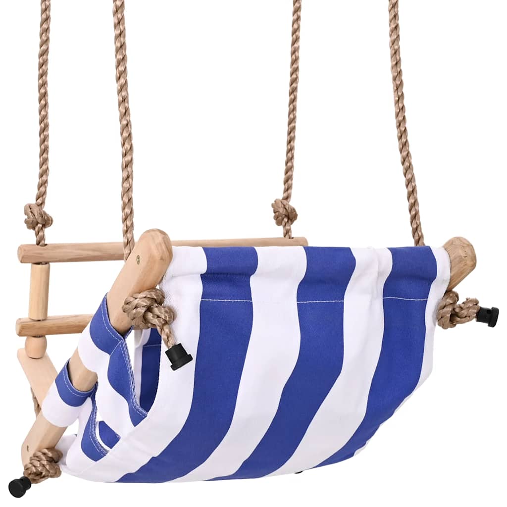 Balançoire Pour Bébé Avec Ceinture De Sécurité Coton Bois Bleu