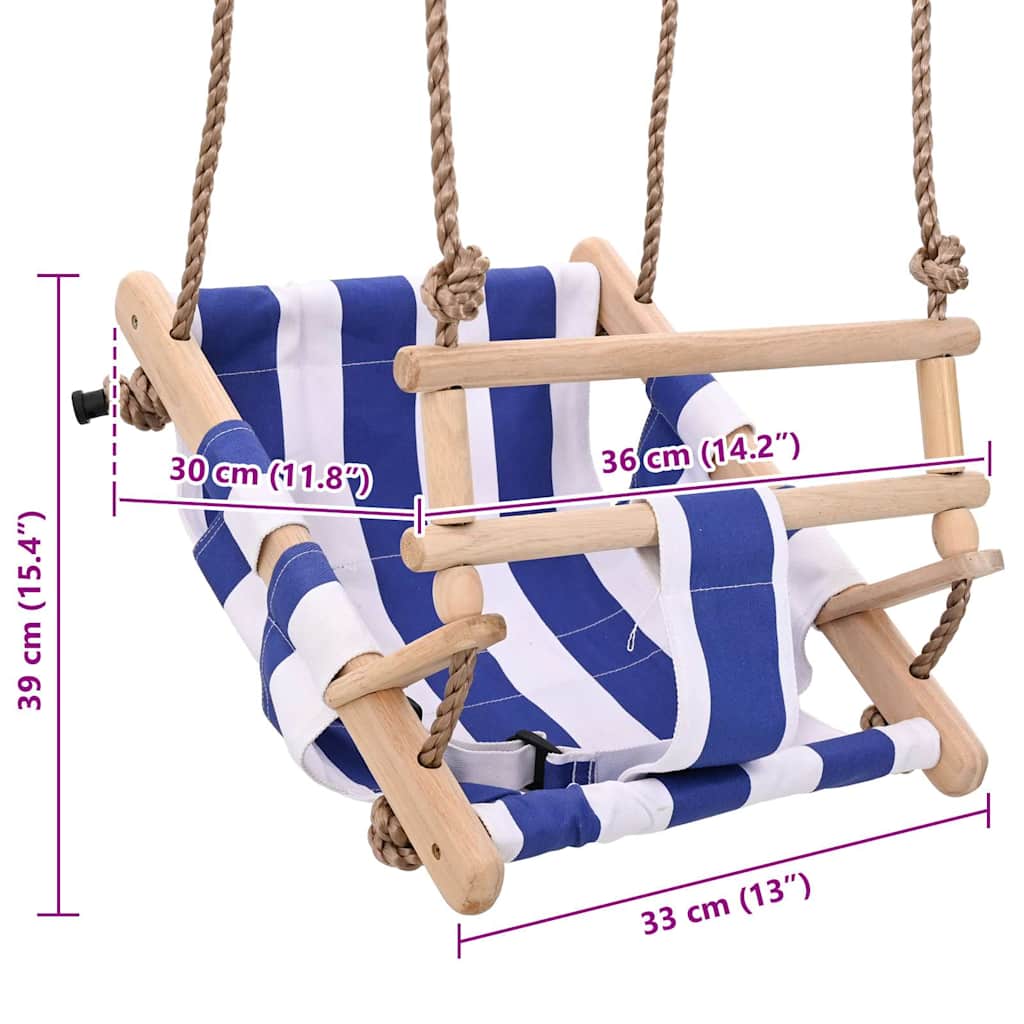 Balançoire Pour Bébé Avec Ceinture De Sécurité Coton Bois Bleu
