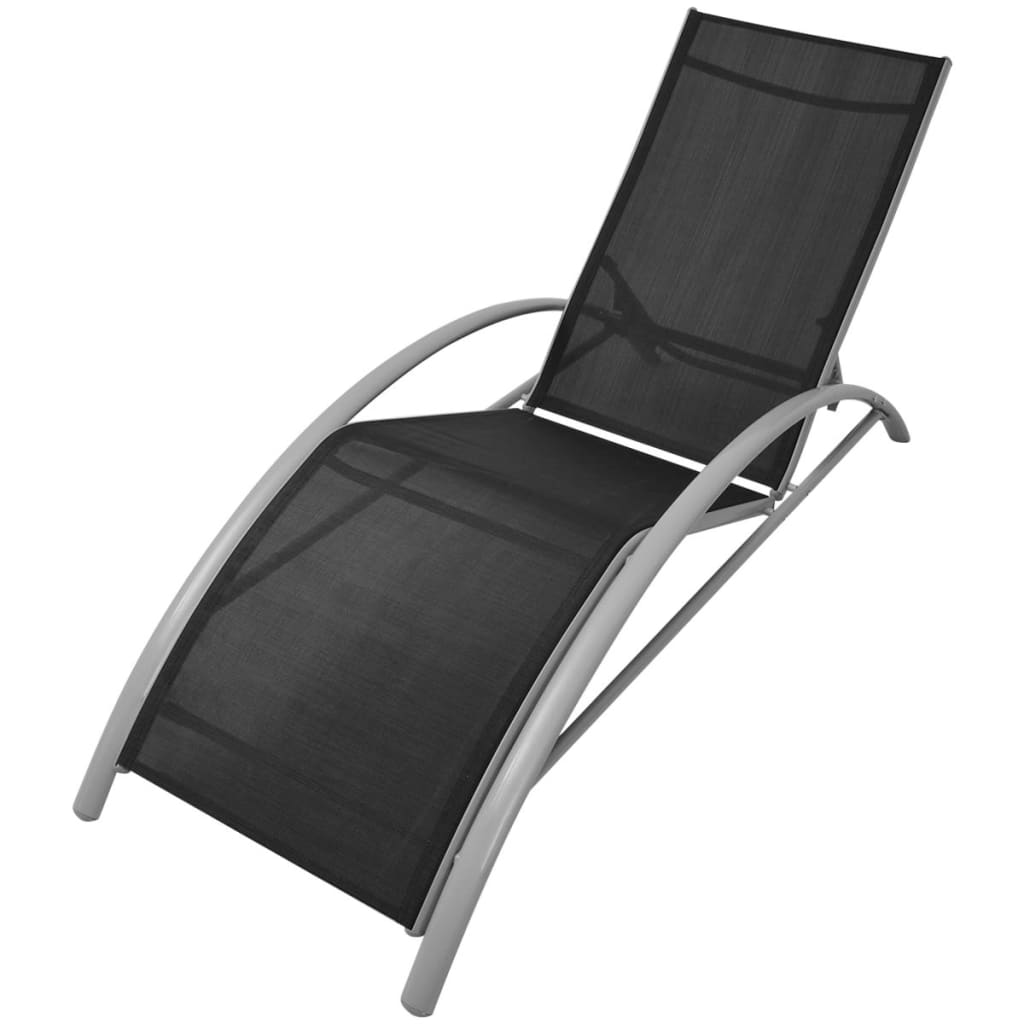 Chaises Longues Et Parasol Aluminium Noir