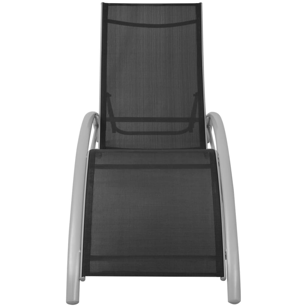 Chaises Longues Et Parasol Aluminium Noir