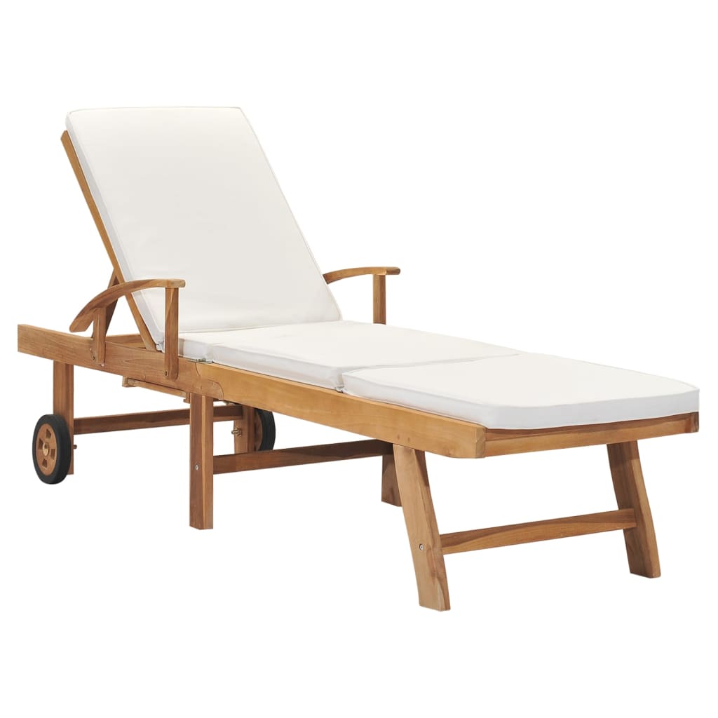 Chaise Longue Avec Coussin Bois De Teck Solide