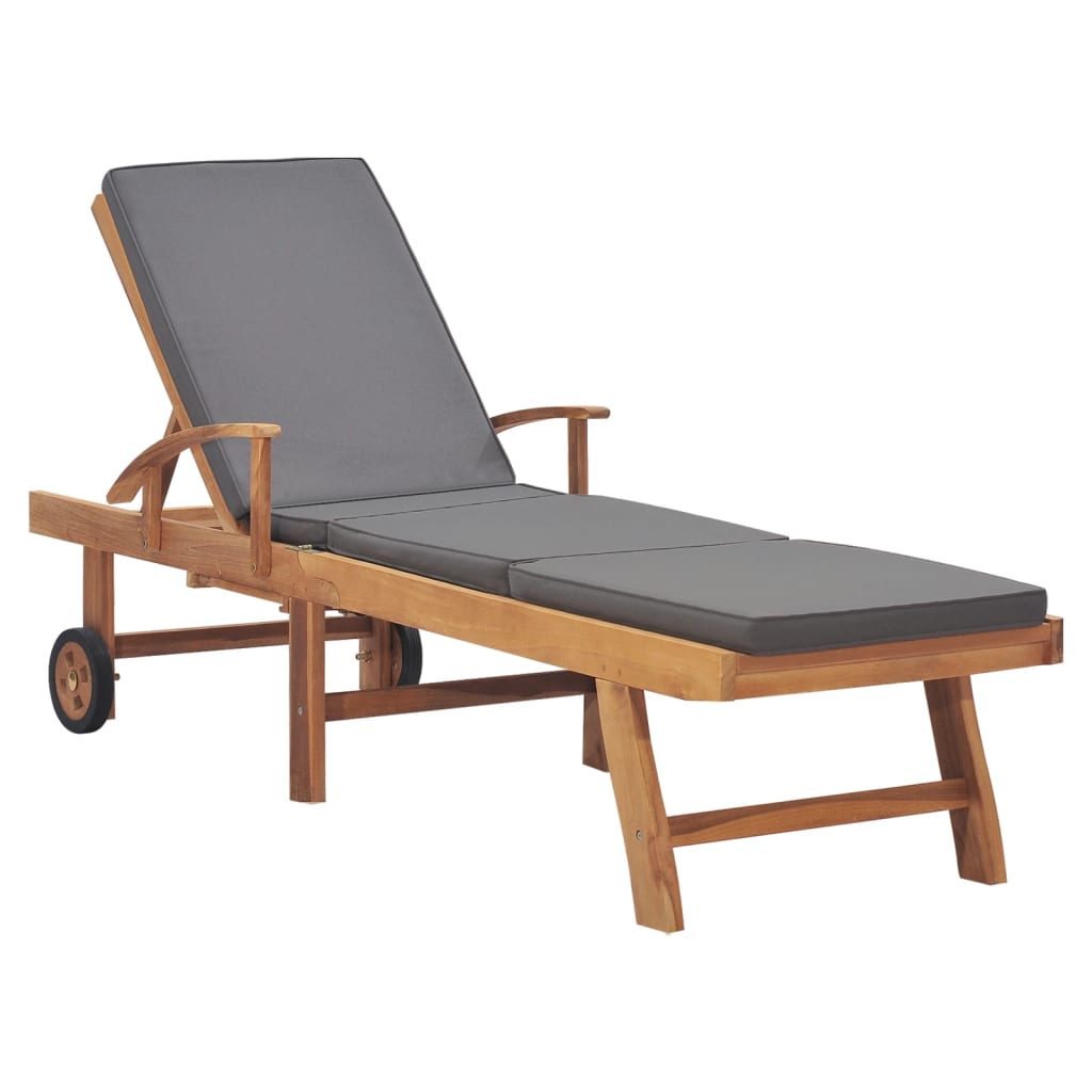 Chaise Longue Avec Coussin Bois De Teck Solide