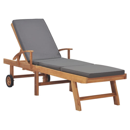 Chaise Longue Avec Coussin Bois De Teck Solide