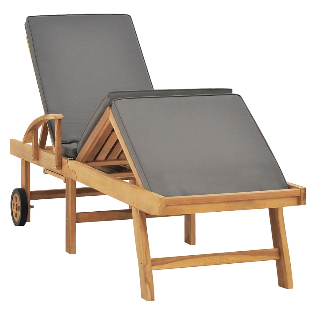 Chaise Longue Avec Coussin Bois De Teck Solide