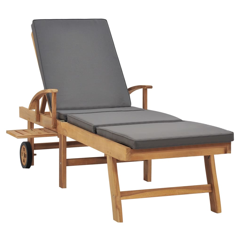 Chaise Longue Avec Coussin Bois De Teck Solide