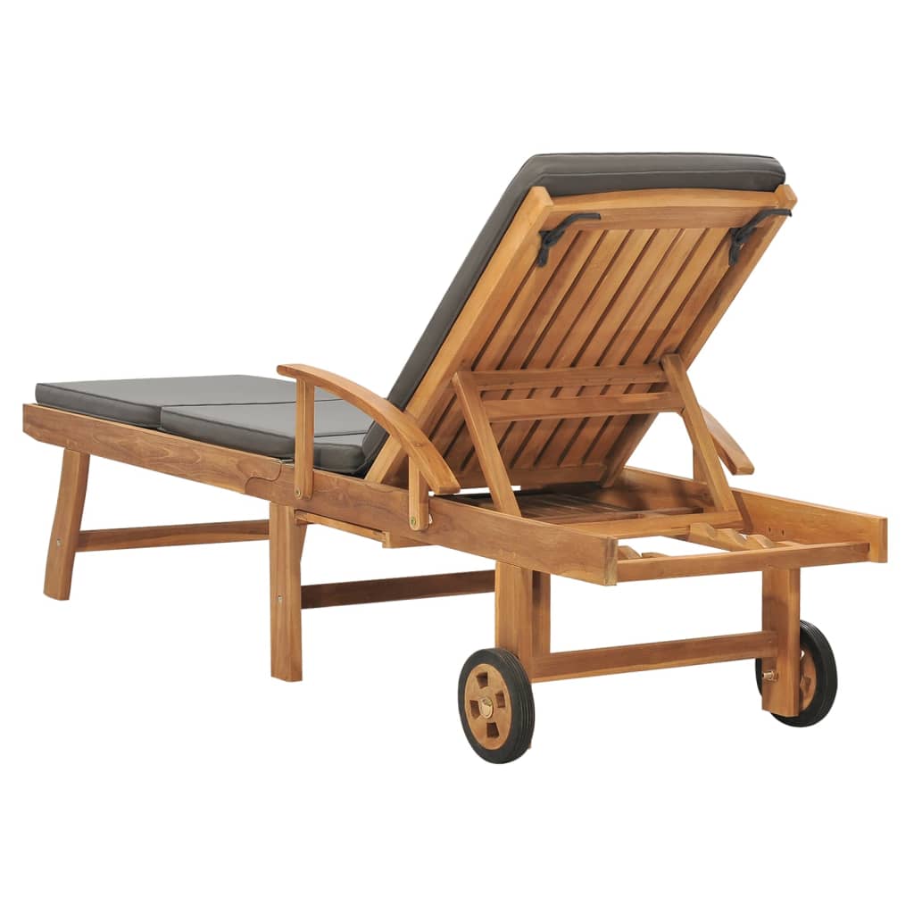 Chaise Longue Avec Coussin Bois De Teck Solide