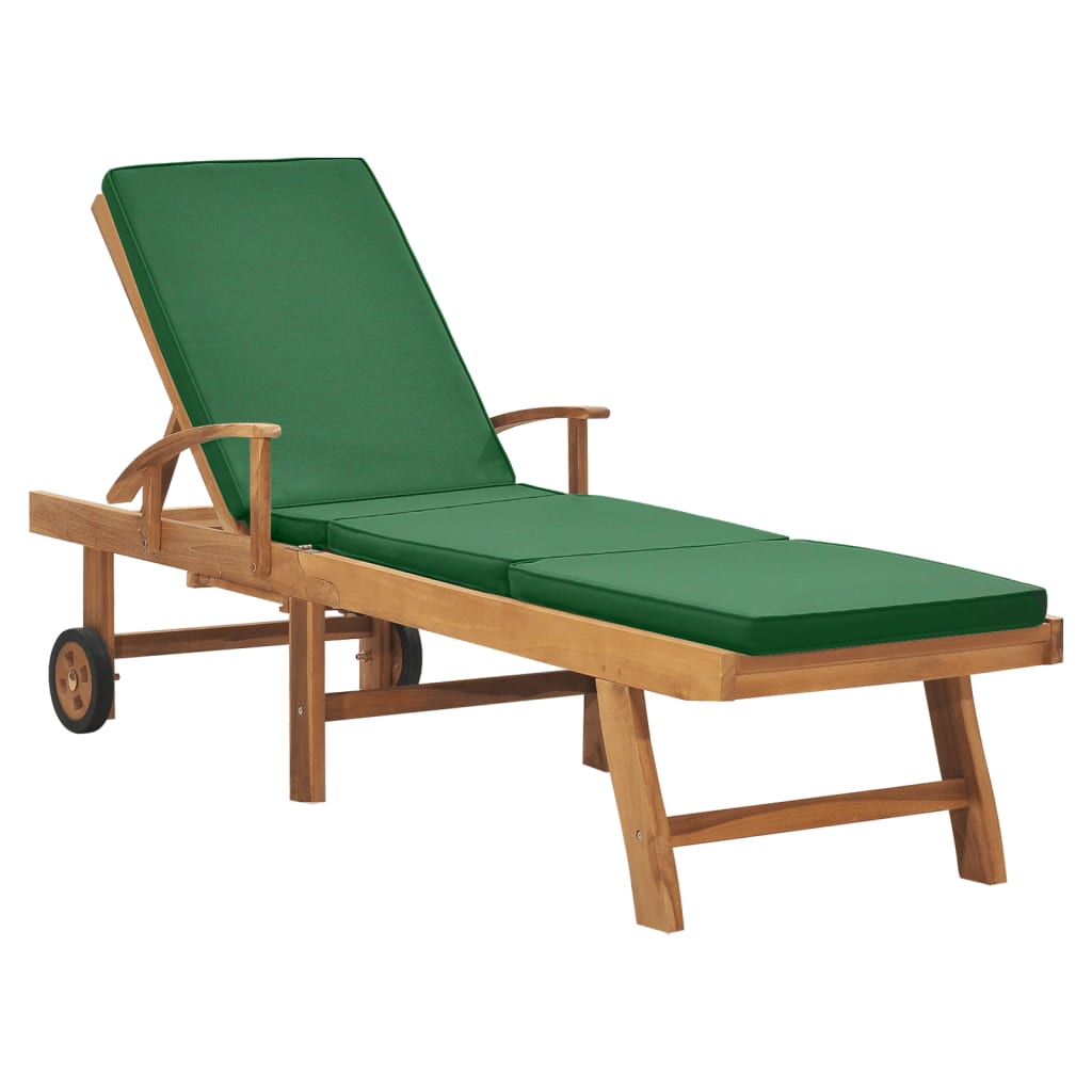 Chaise Longue Avec Coussin Bois De Teck Solide