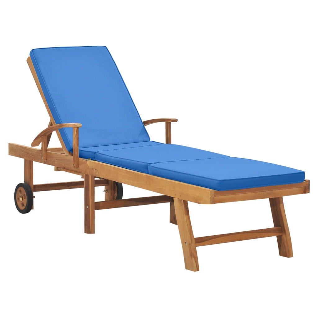 Chaise Longue Avec Coussin Bois De Teck Solide