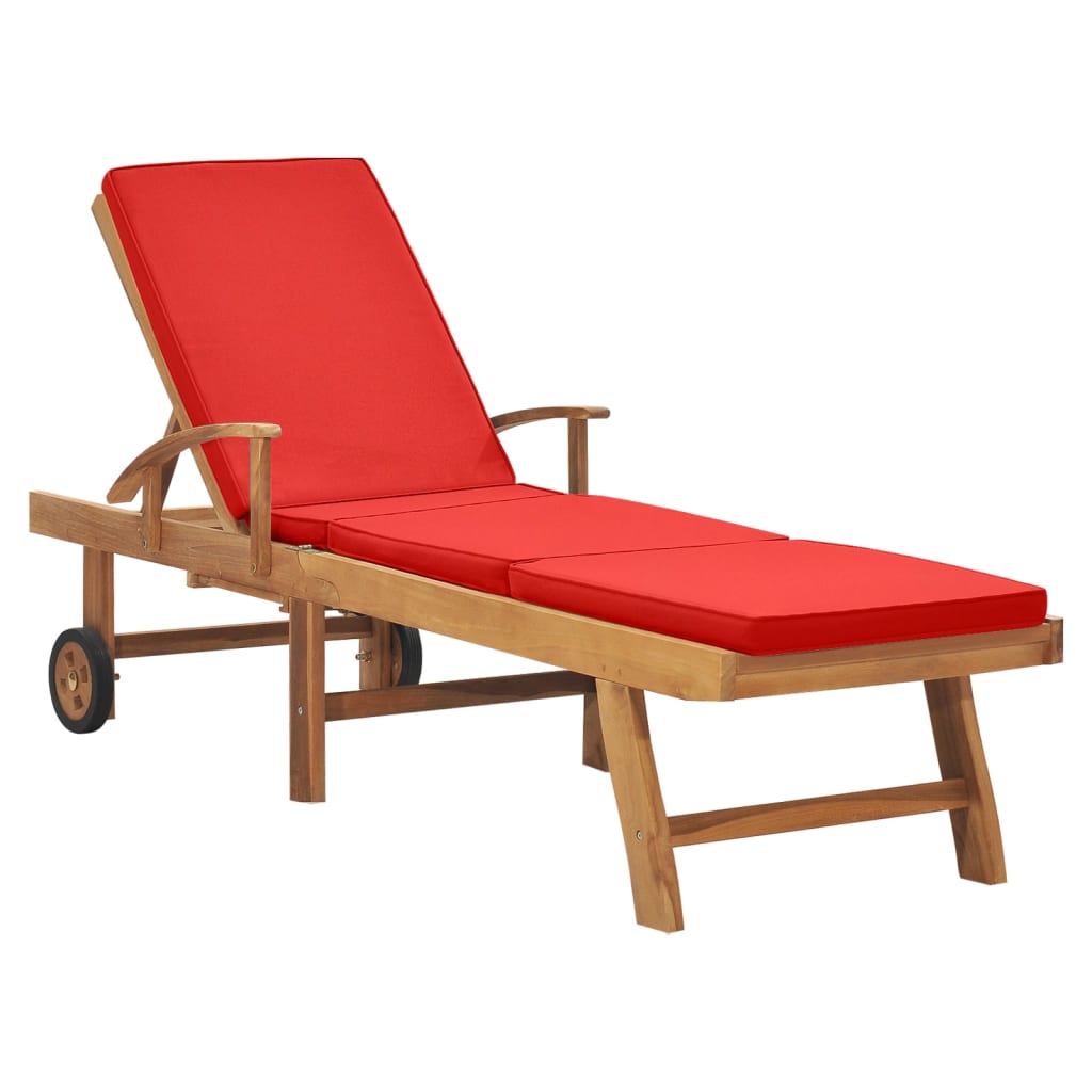 Chaise Longue Avec Coussin Bois De Teck Solide