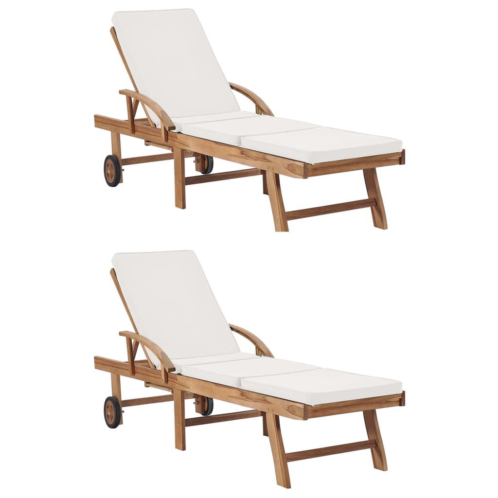 Chaise Longue Avec Coussin Bois De Teck Solide