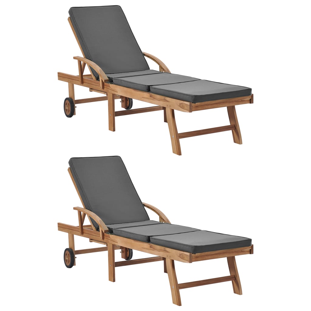 Chaise Longue Avec Coussin Bois De Teck Solide