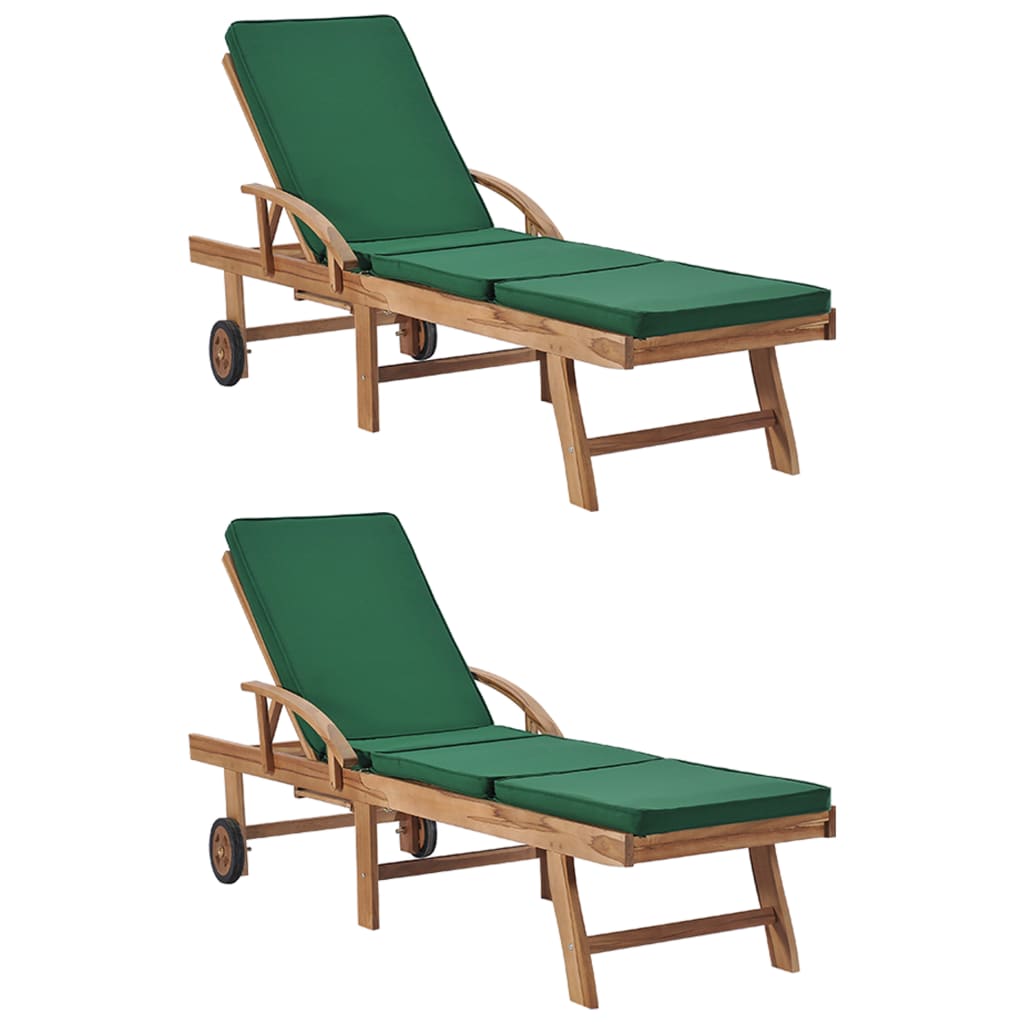 Chaise Longue Avec Coussin Bois De Teck Solide