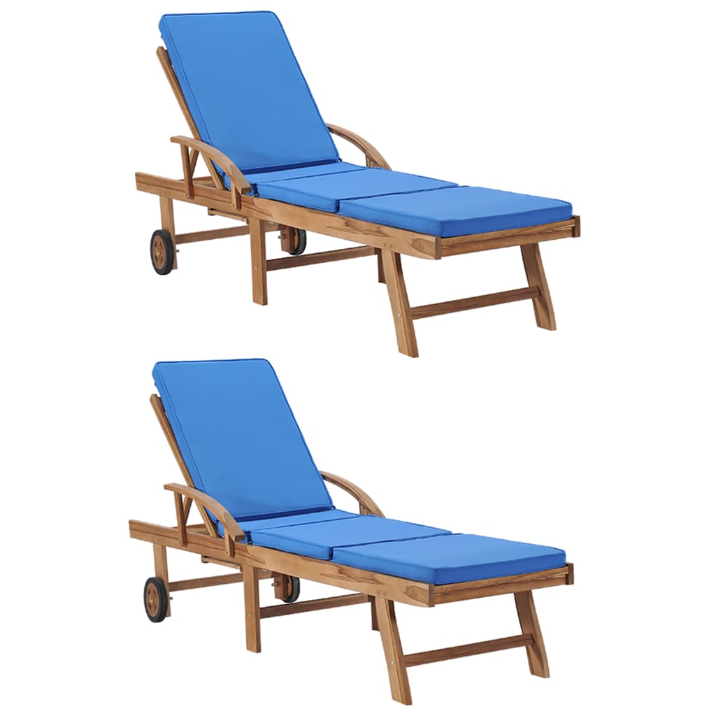 Chaise Longue Avec Coussin Bois De Teck Solide