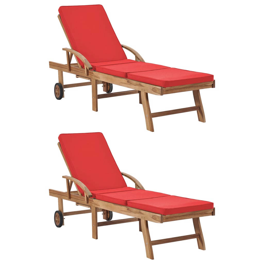 Chaise Longue Avec Coussin Bois De Teck Solide