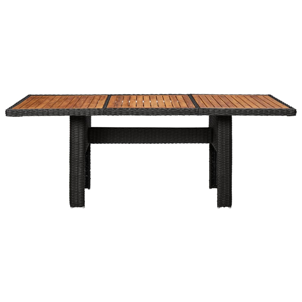 Table À Manger De Jardin Noir 200X100X74 Cm Résine Tressée
