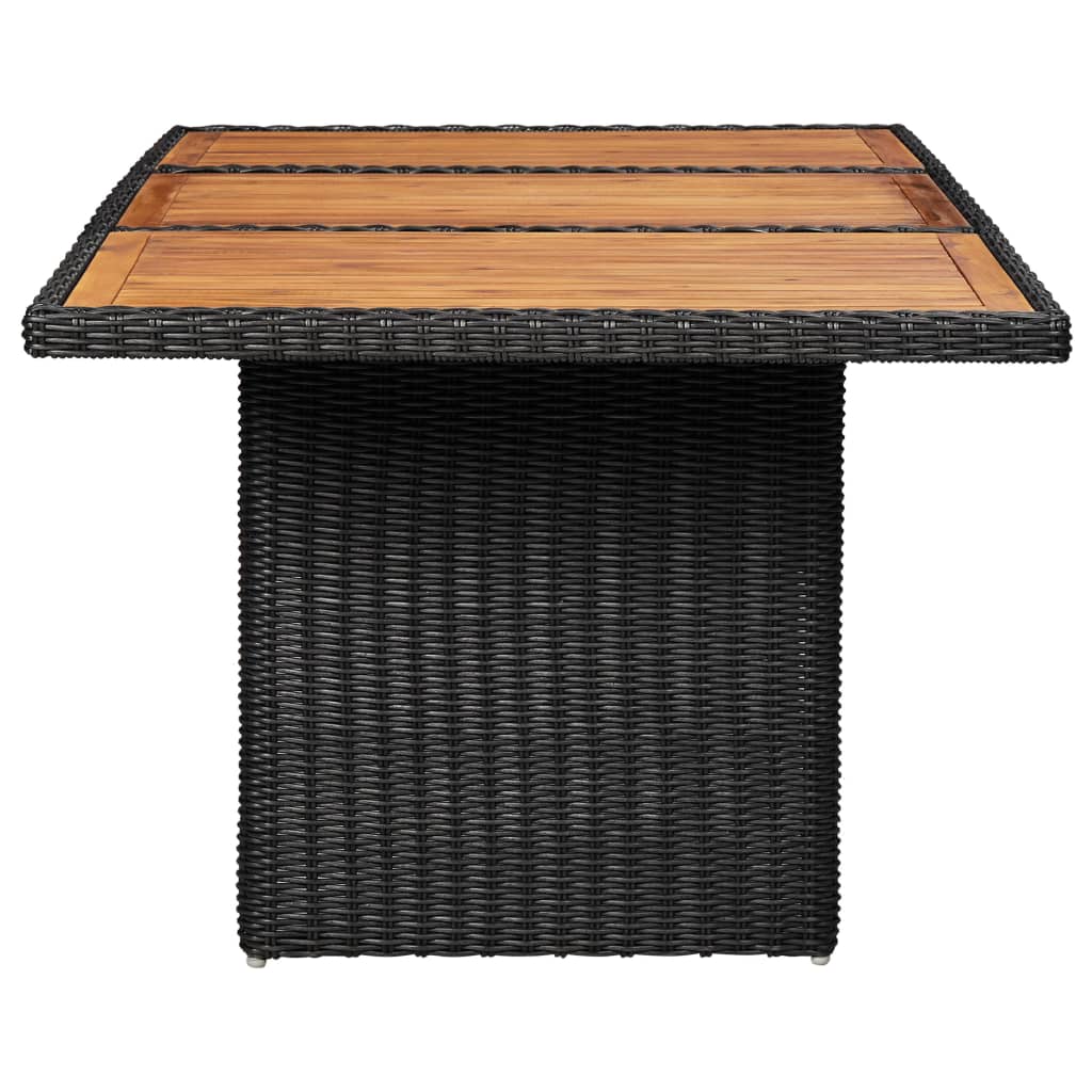 Table À Manger De Jardin Noir 200X100X74 Cm Résine Tressée