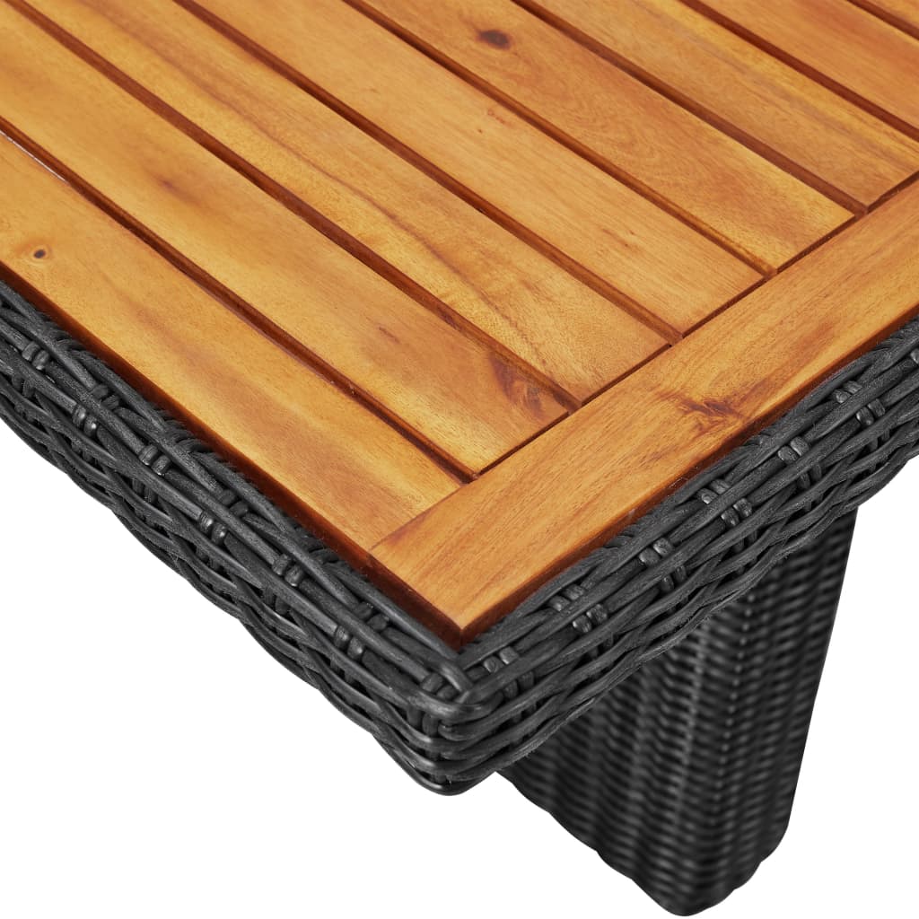 Table À Manger De Jardin Noir 200X100X74 Cm Résine Tressée